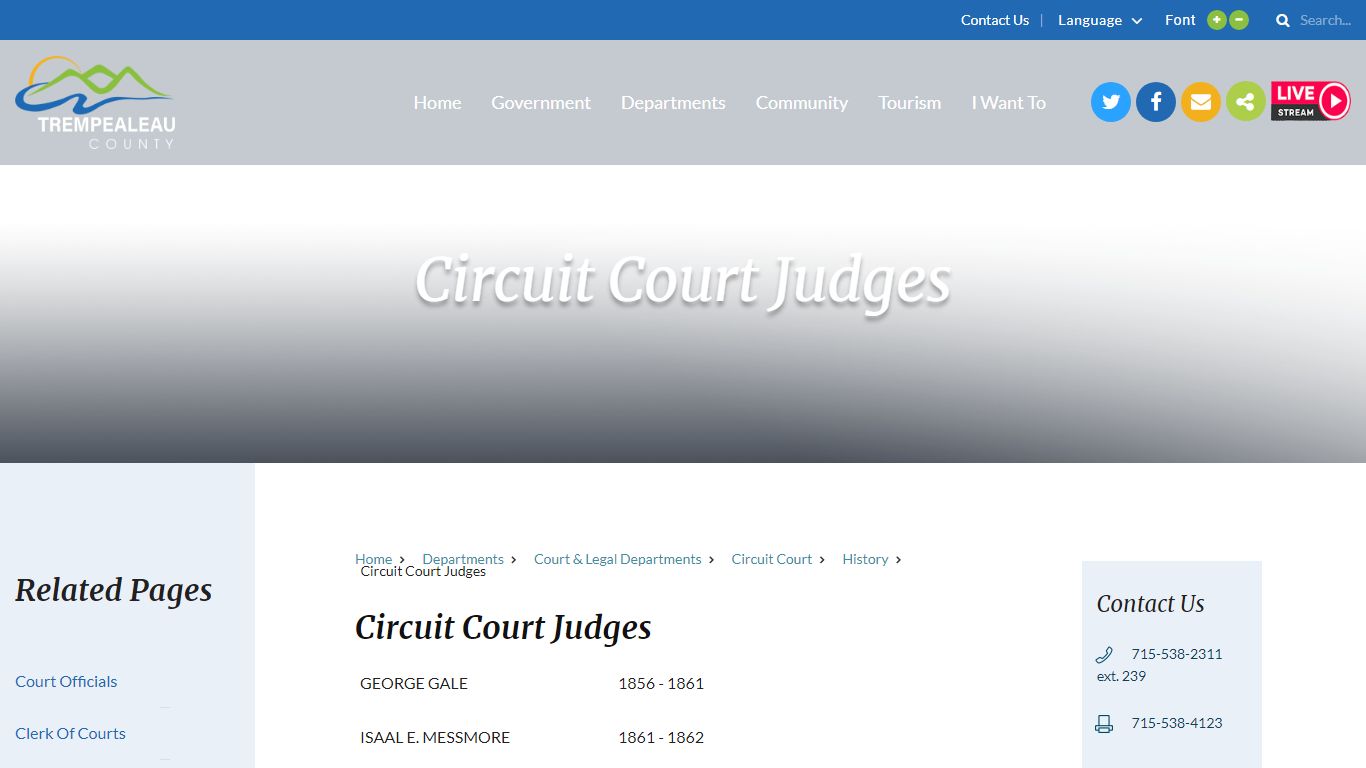 Circuit Court Judges - Trempealeau County